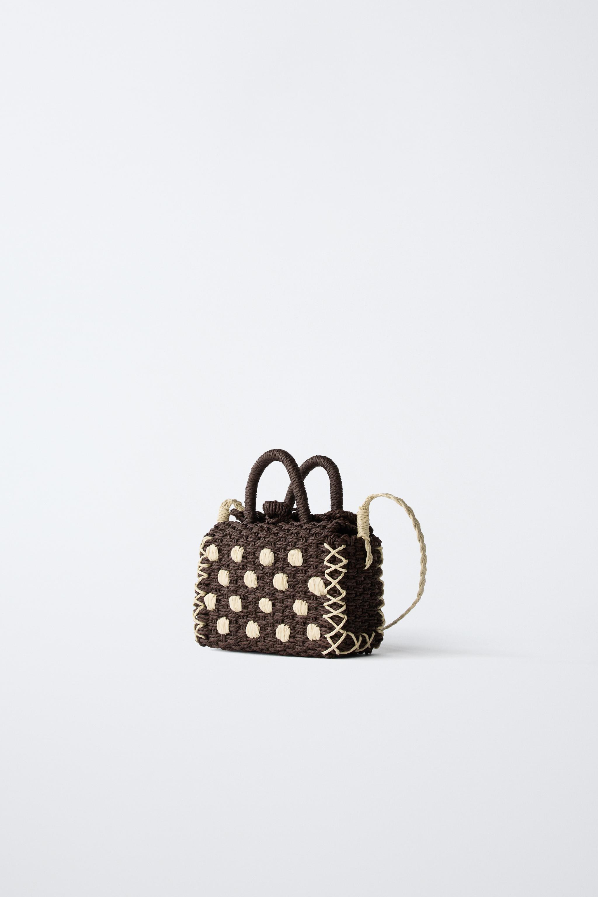 RAFFIA EFFECT POLKA DOT CROSSBODY BAG
